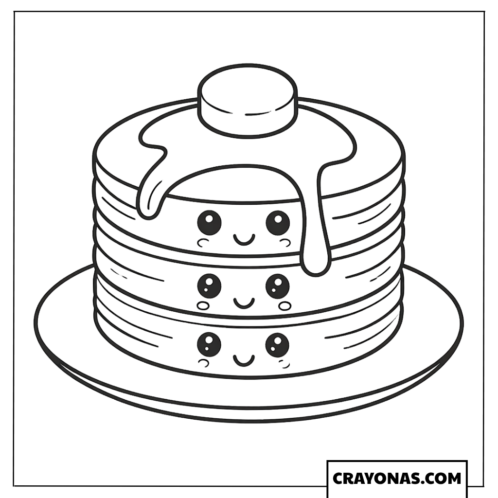 Cute Pancake Stack Coloring Page