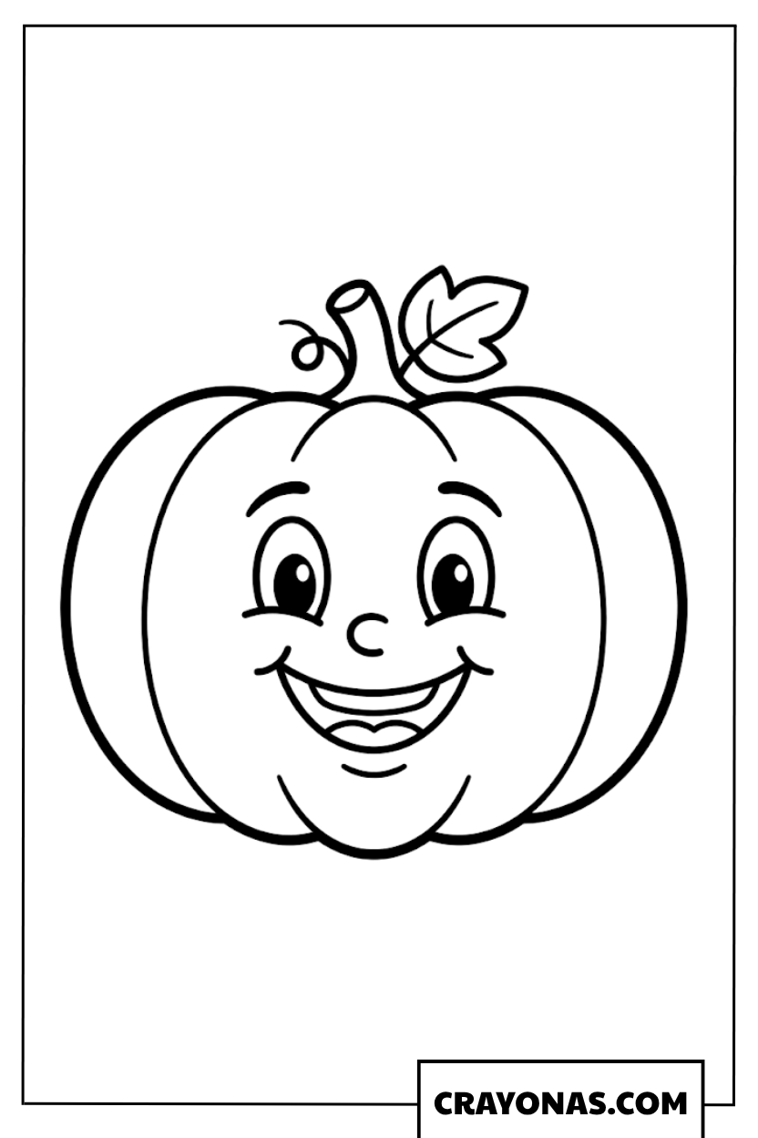 Cute Pumpkin Face Fall Coloring Page