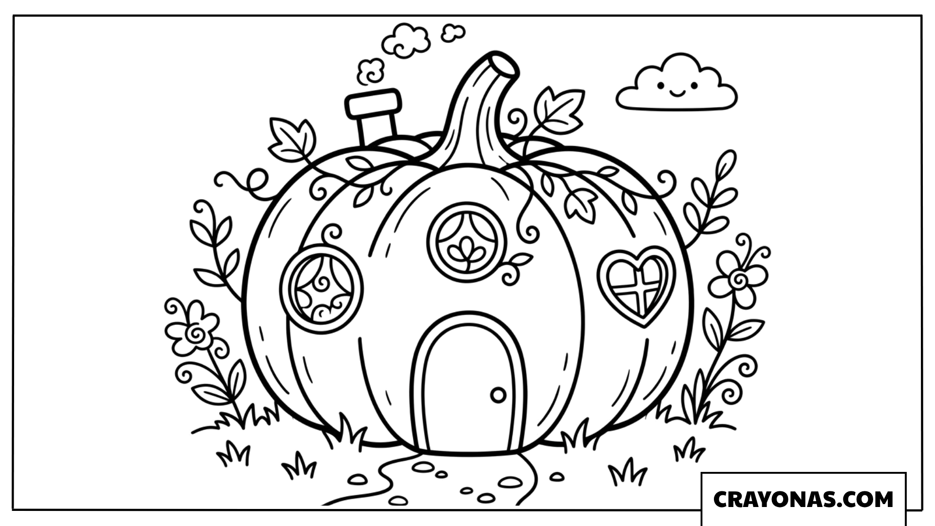 Cute Pumpkin House Coloring Page