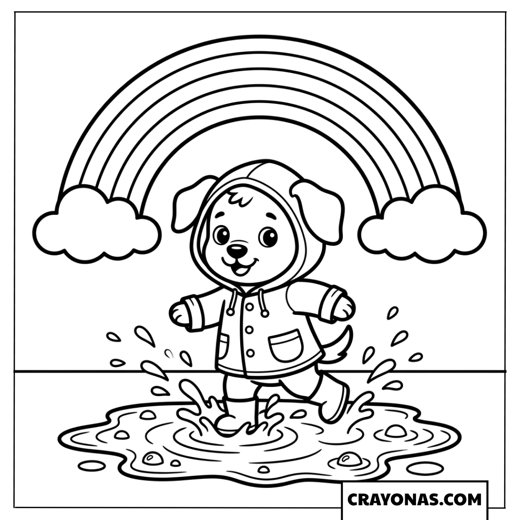 Cute Puppy in Raincoat Coloring Page