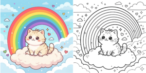 Cute Rainbow with Animals Coloring Pages ft - 2