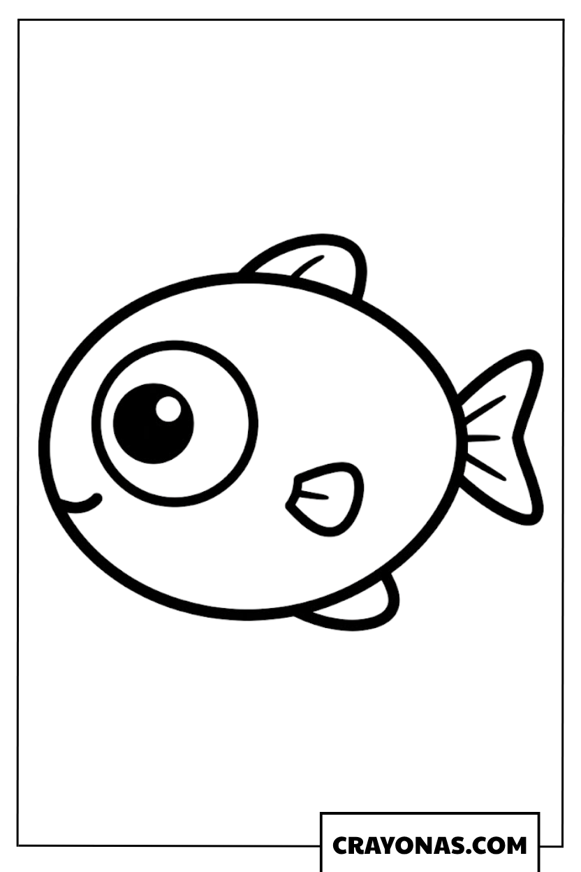 Cute Round Fish Coloring Page