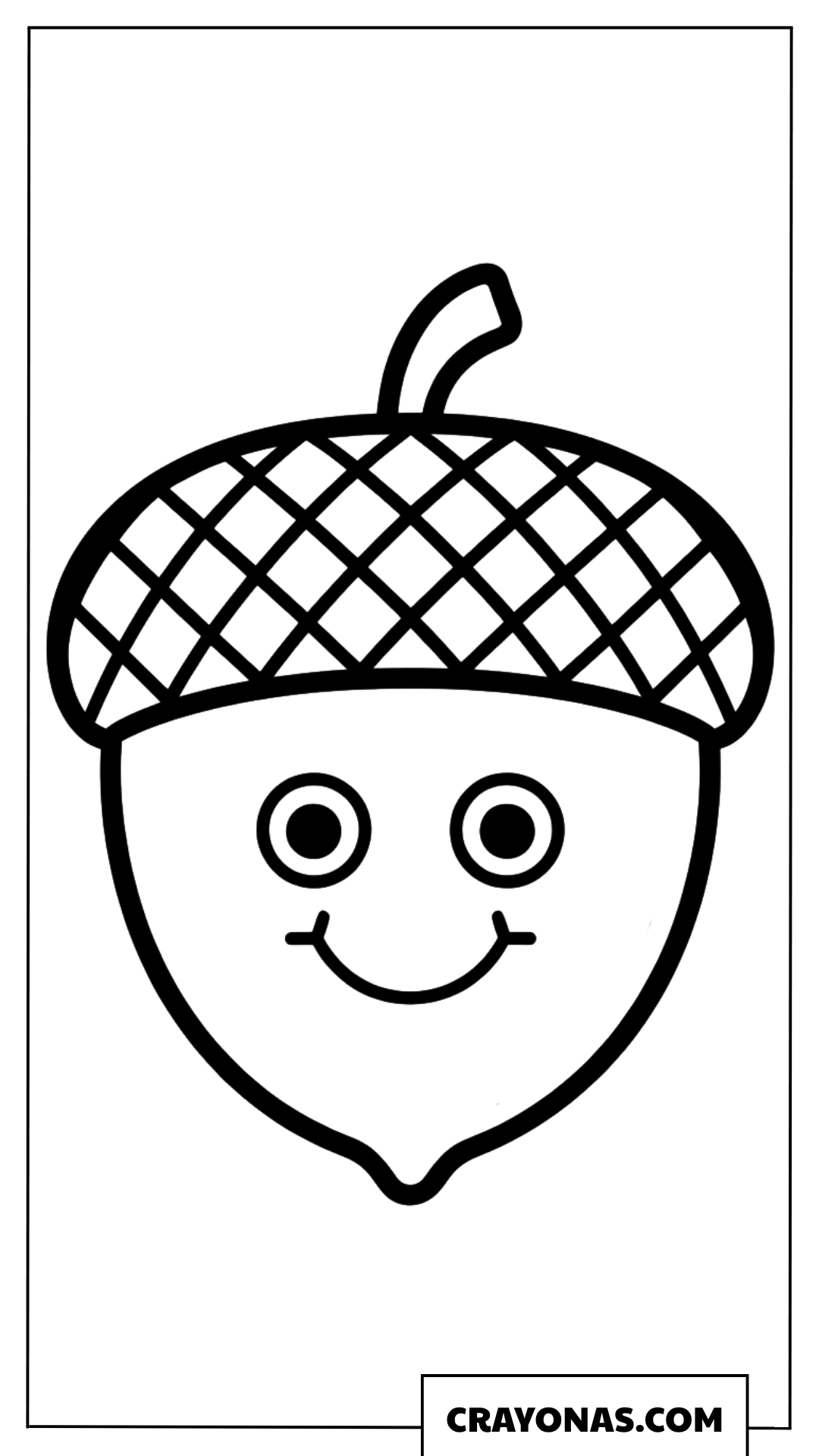 Cute Smiling Acorn Fall Coloring Page