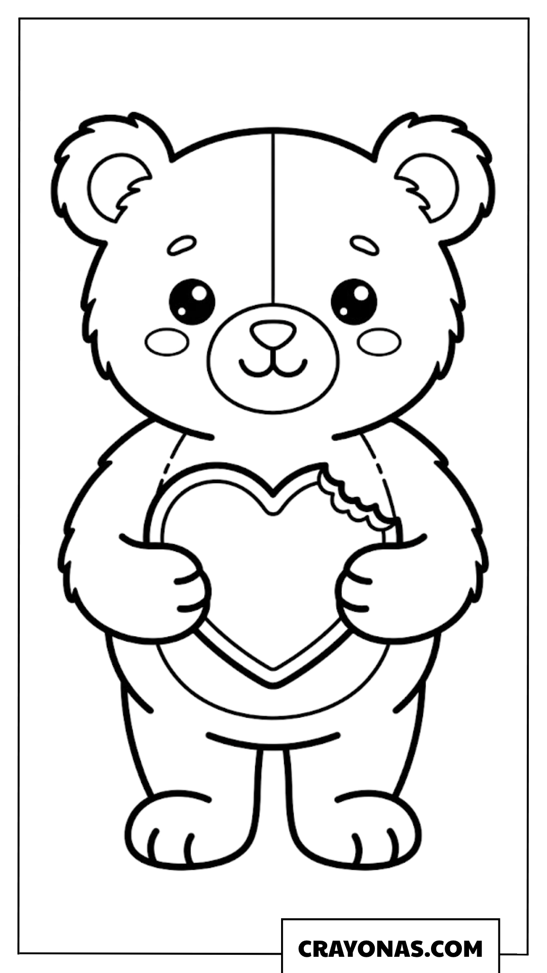 Cute Teddy Bear Holding Heart Coloring Page