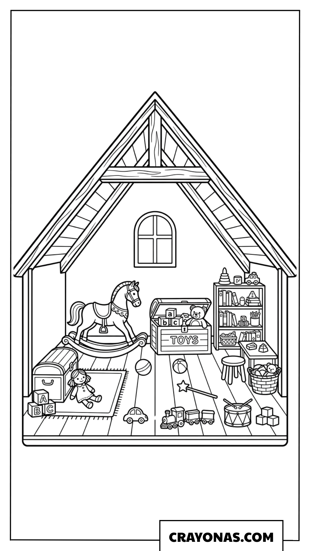 Cute Toy-Filled Dollhouse Coloring Page