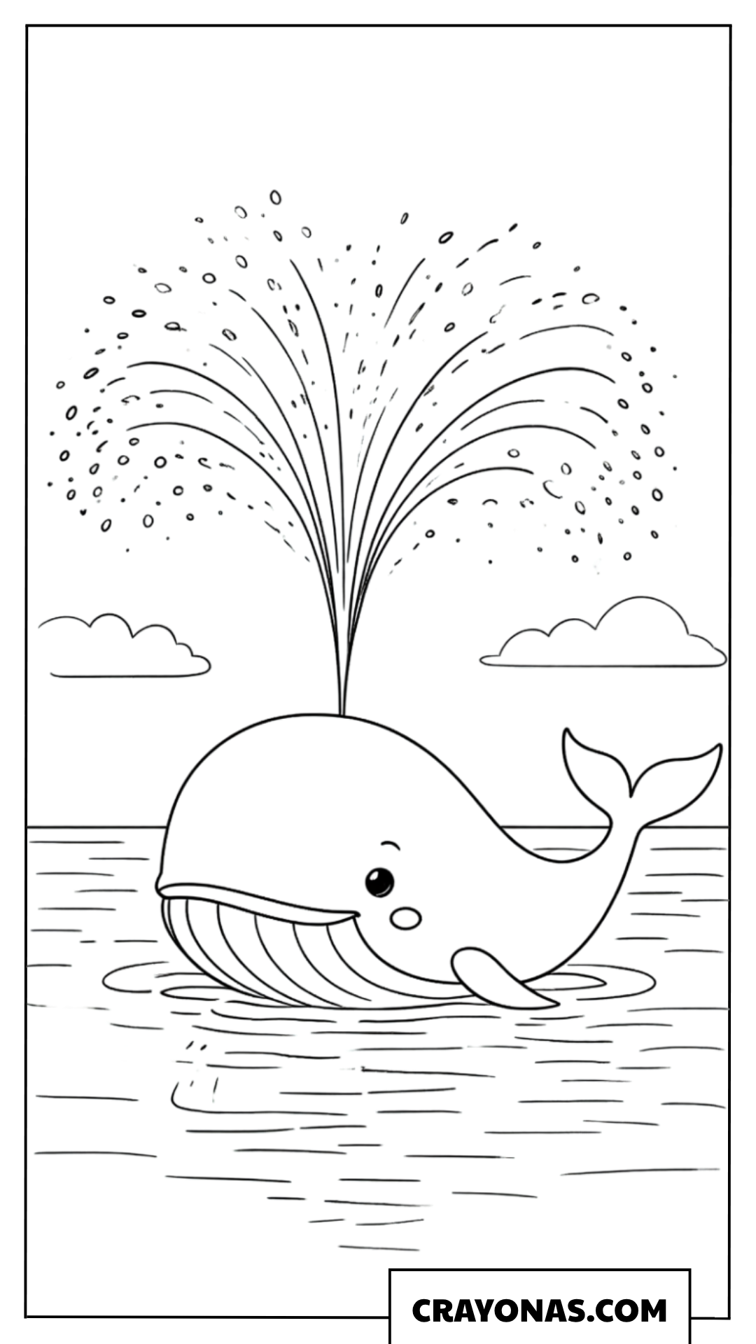 Cute Whale under Rainbow Coloring Page