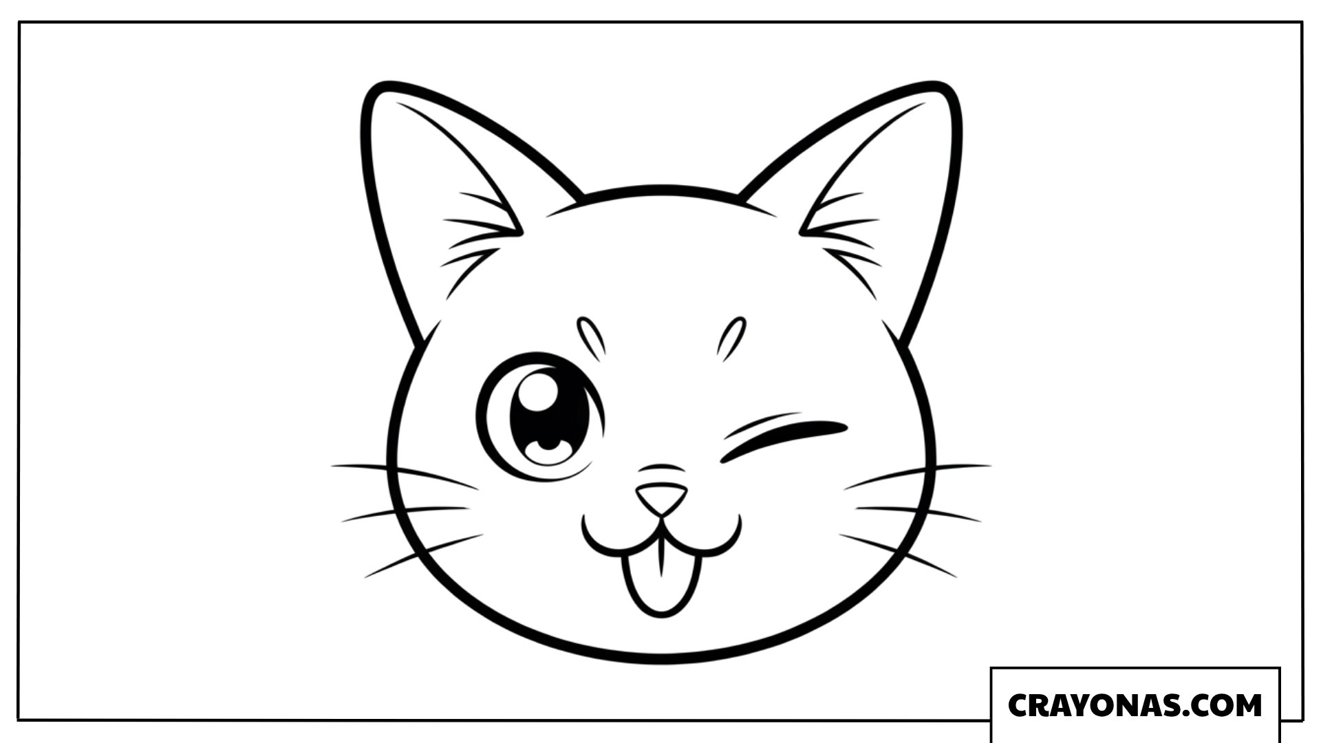 Cute Winking Anime Cat Coloring Page