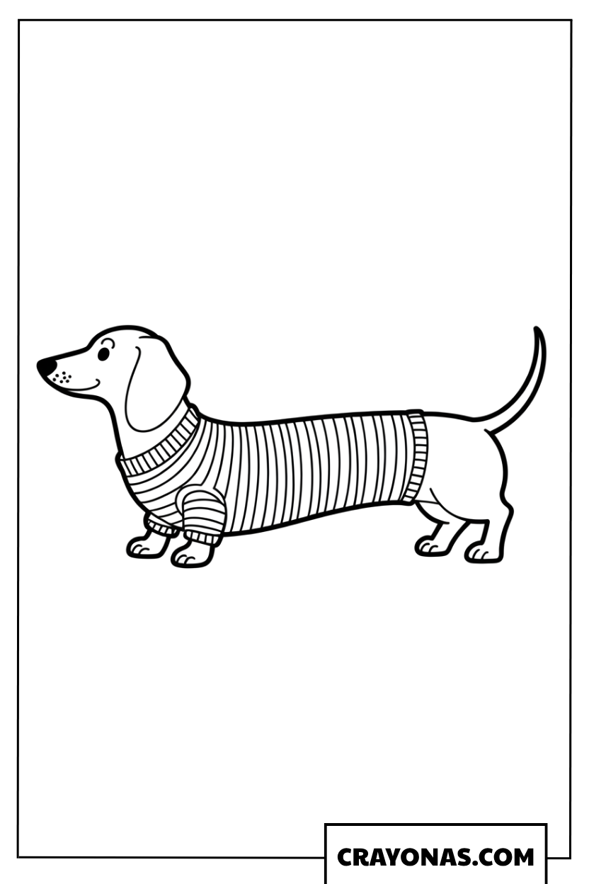 Dachshund in Sweater Coloring Page