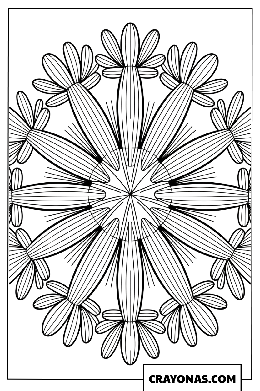 Daisy Wheel Mandala Coloring Page