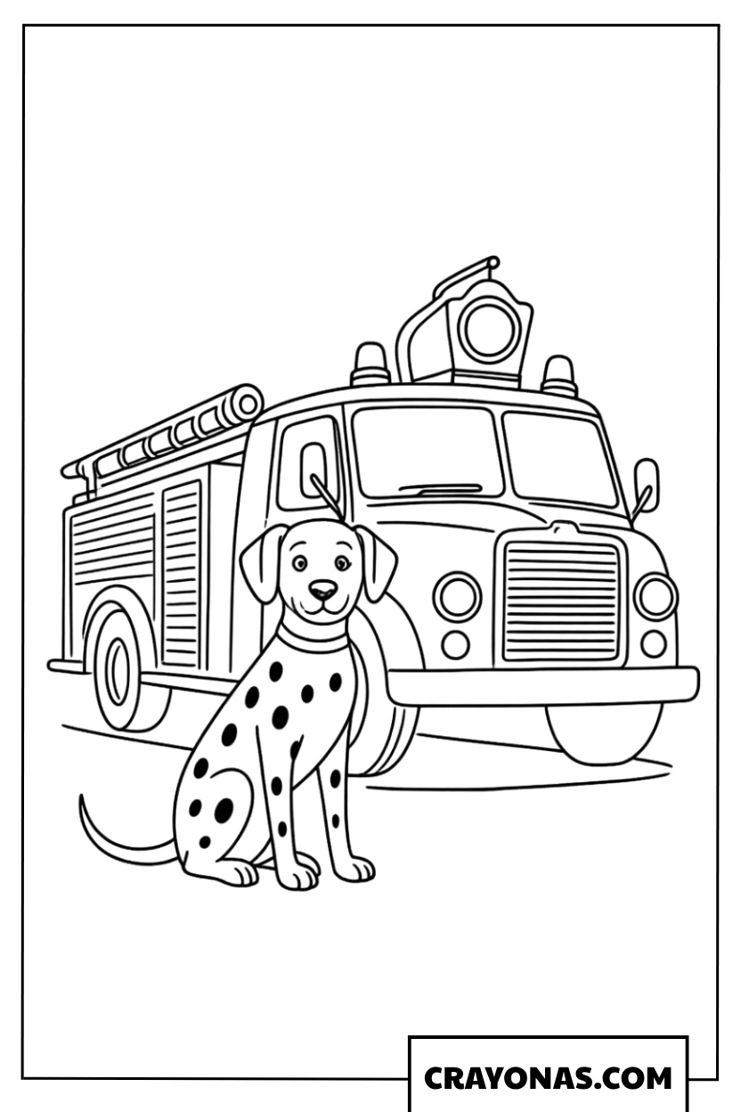 Dalmatian Fire Dog Coloring Page