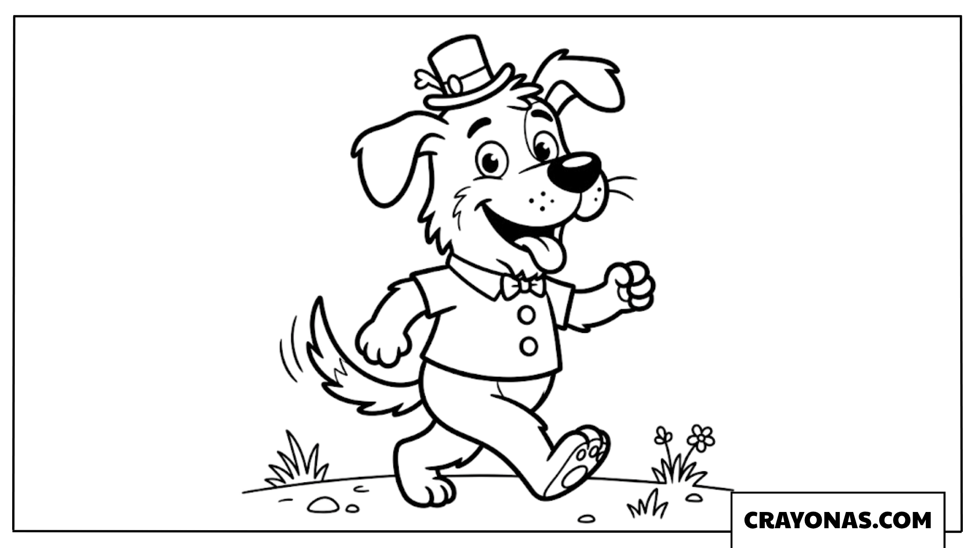 Dapper Dog in Suit and Hat Coloring Page