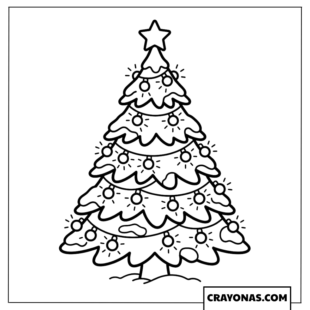 Decorated Christmas Tree Coloring Page