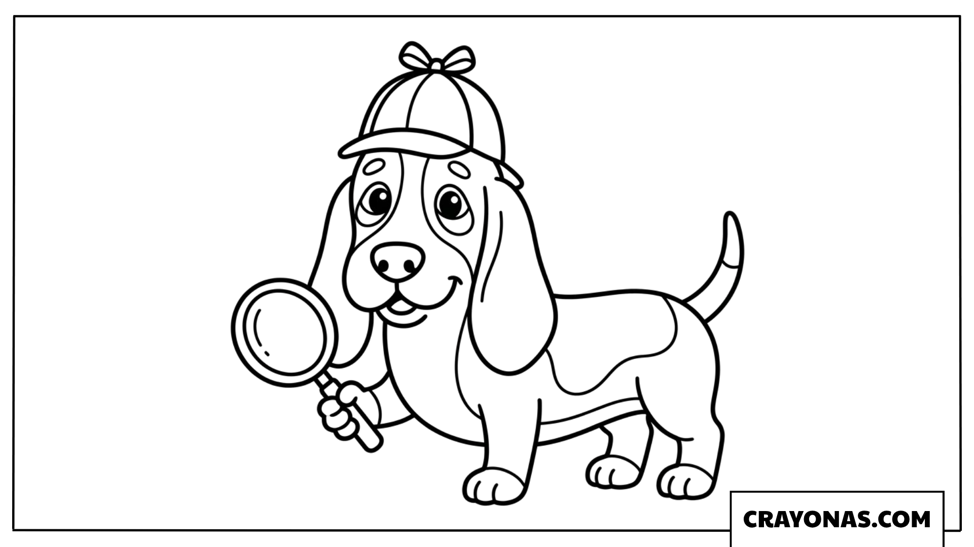 Detective Beagle with Magnifying Glass Coloring Page