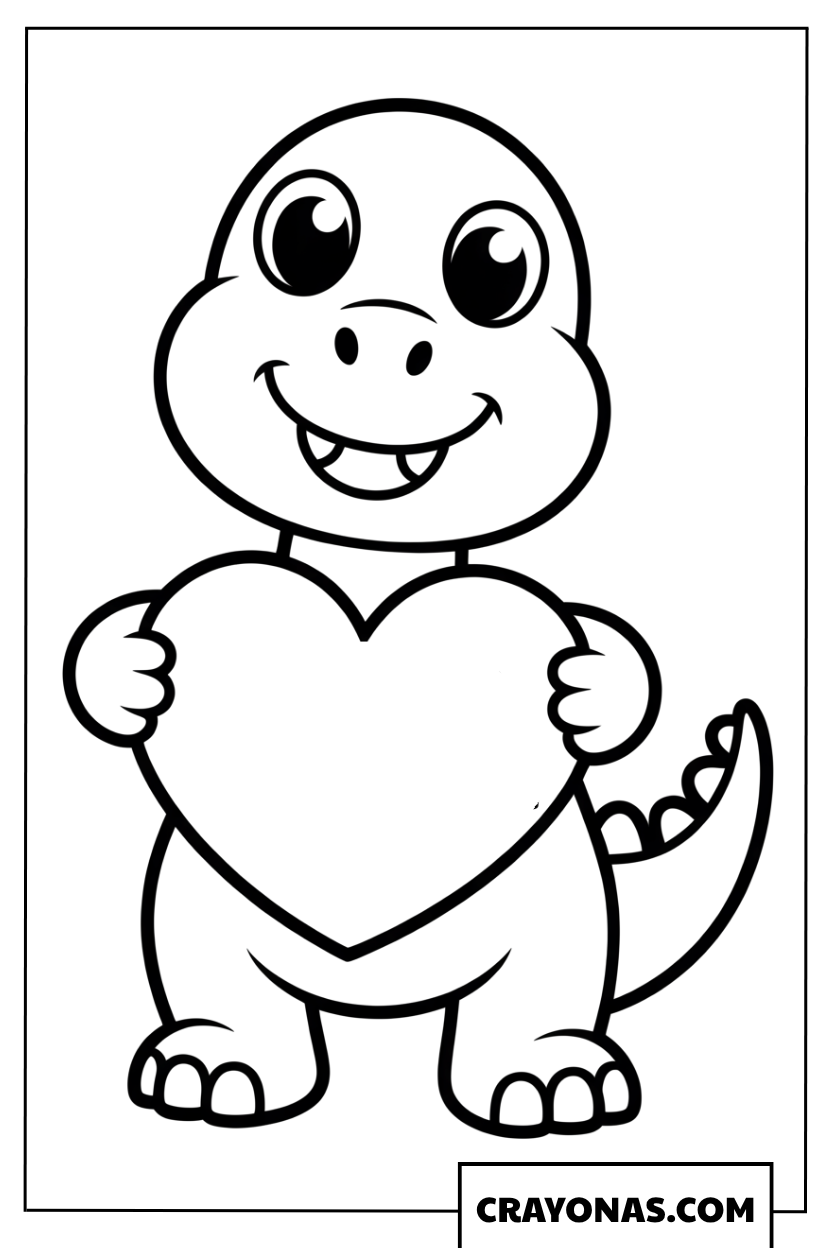 Dinosaur Valentine Coloring Page