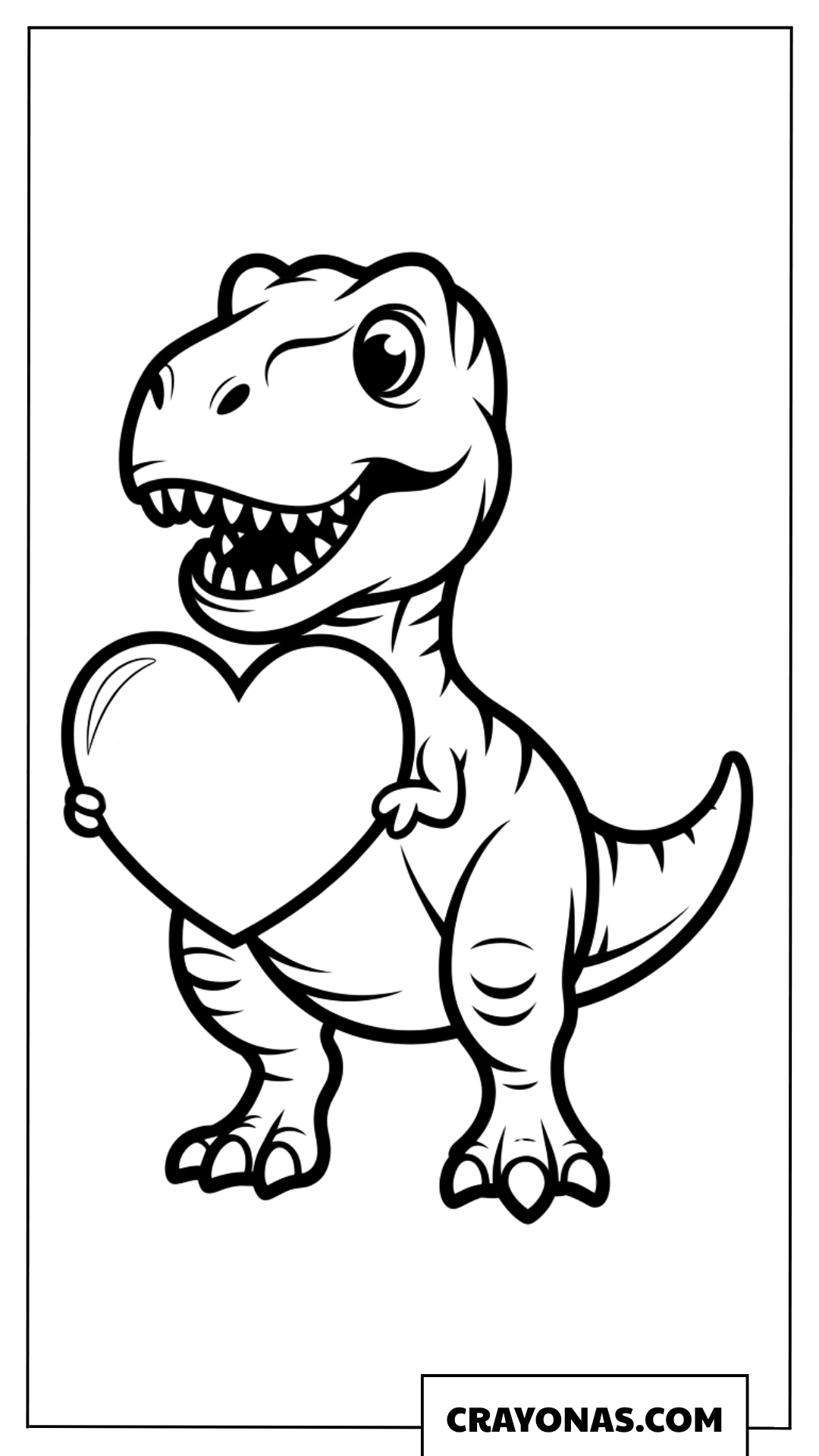 Dinosaur with Heart Sign Coloring Page