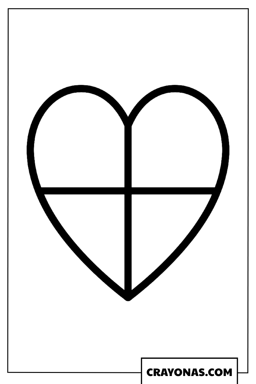 Divided Heart Coloring Page
