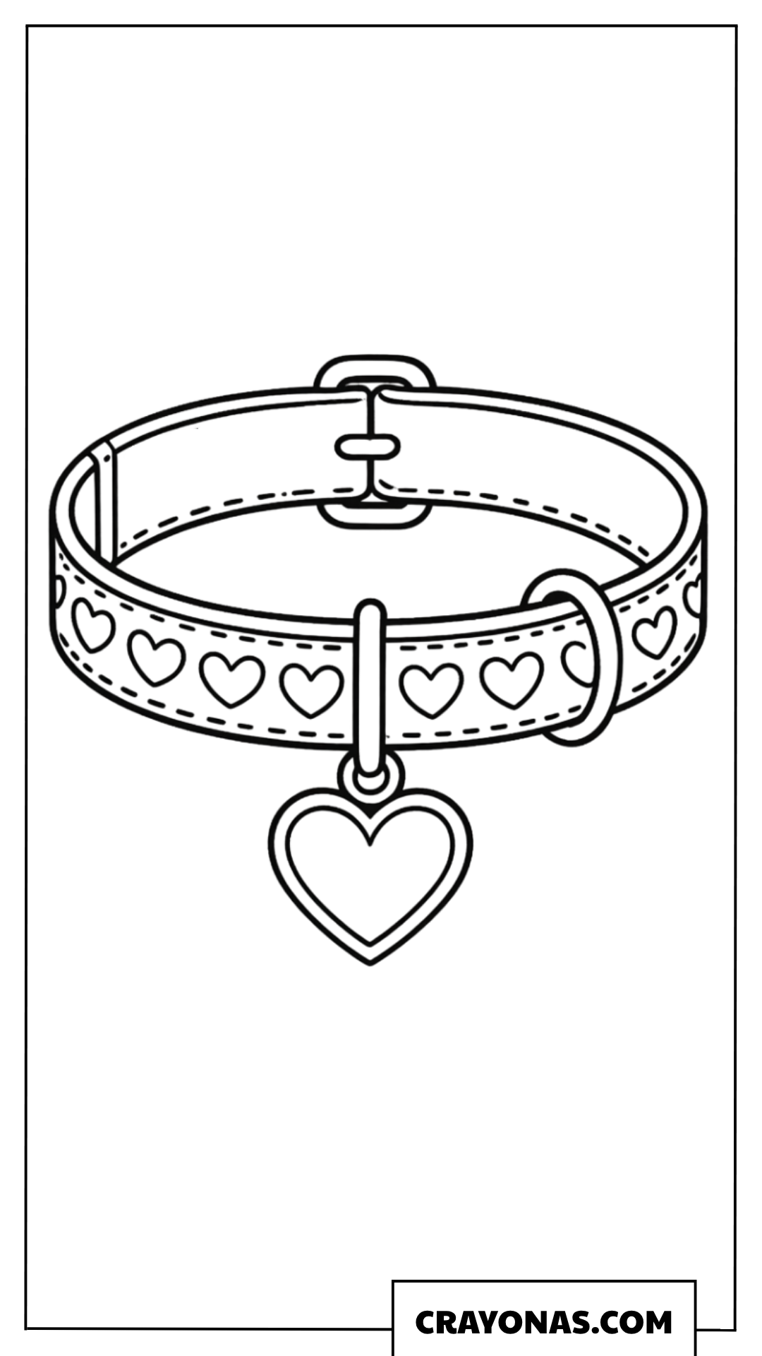 Dog Collar with Heart Tag Coloring Page