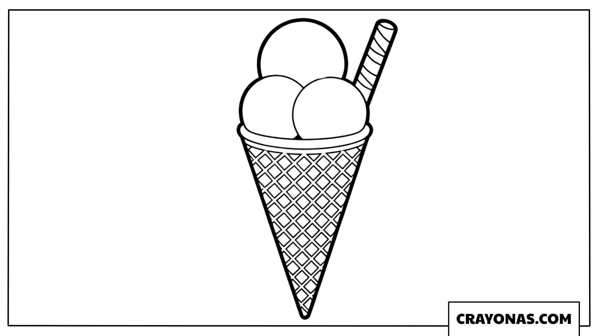 Double Scoop Ice Cream Cone Coloring Page