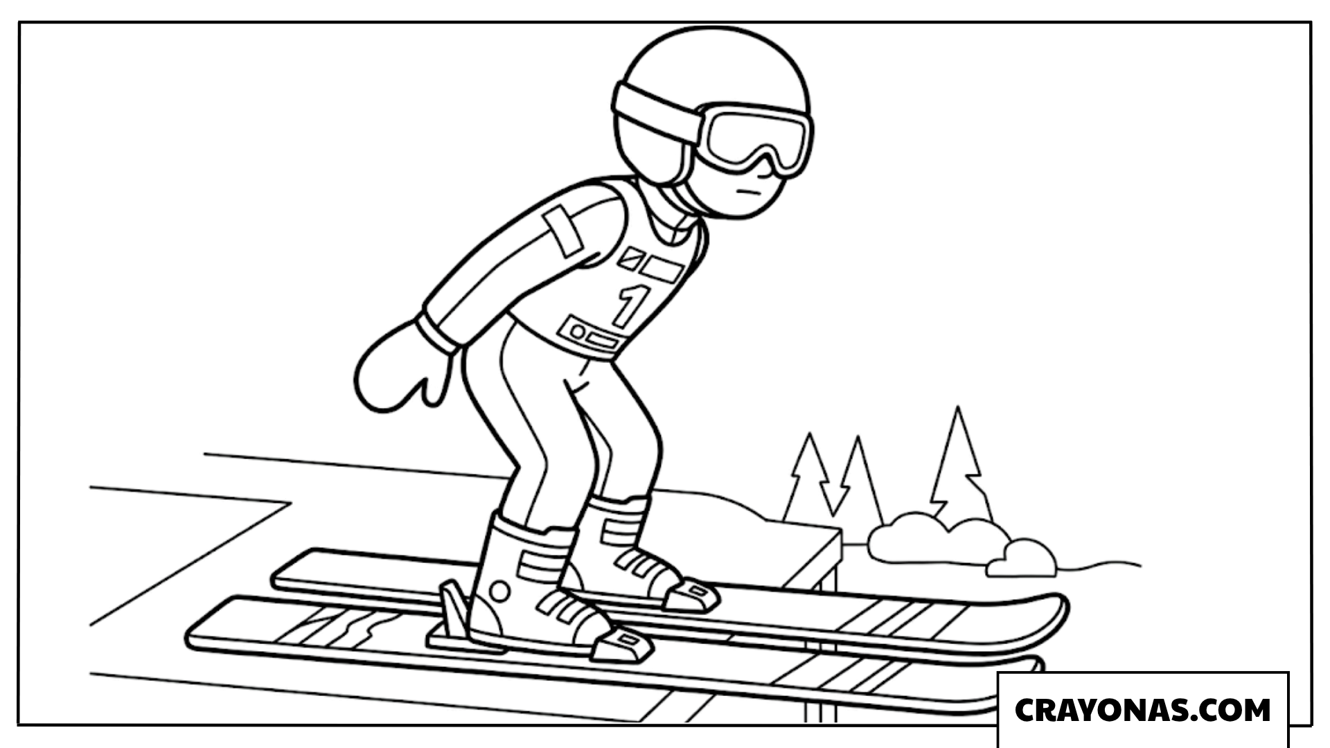 Downhill Skier Racing at High Speed Coloring Page