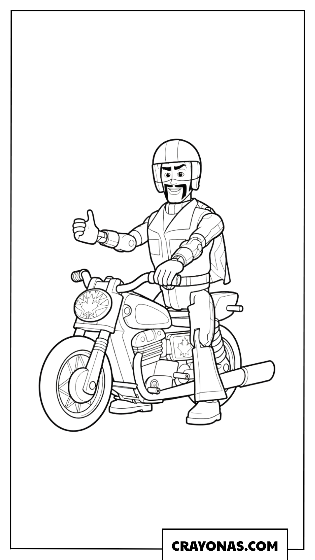 Duke Caboom on Motorcycle Coloring Page