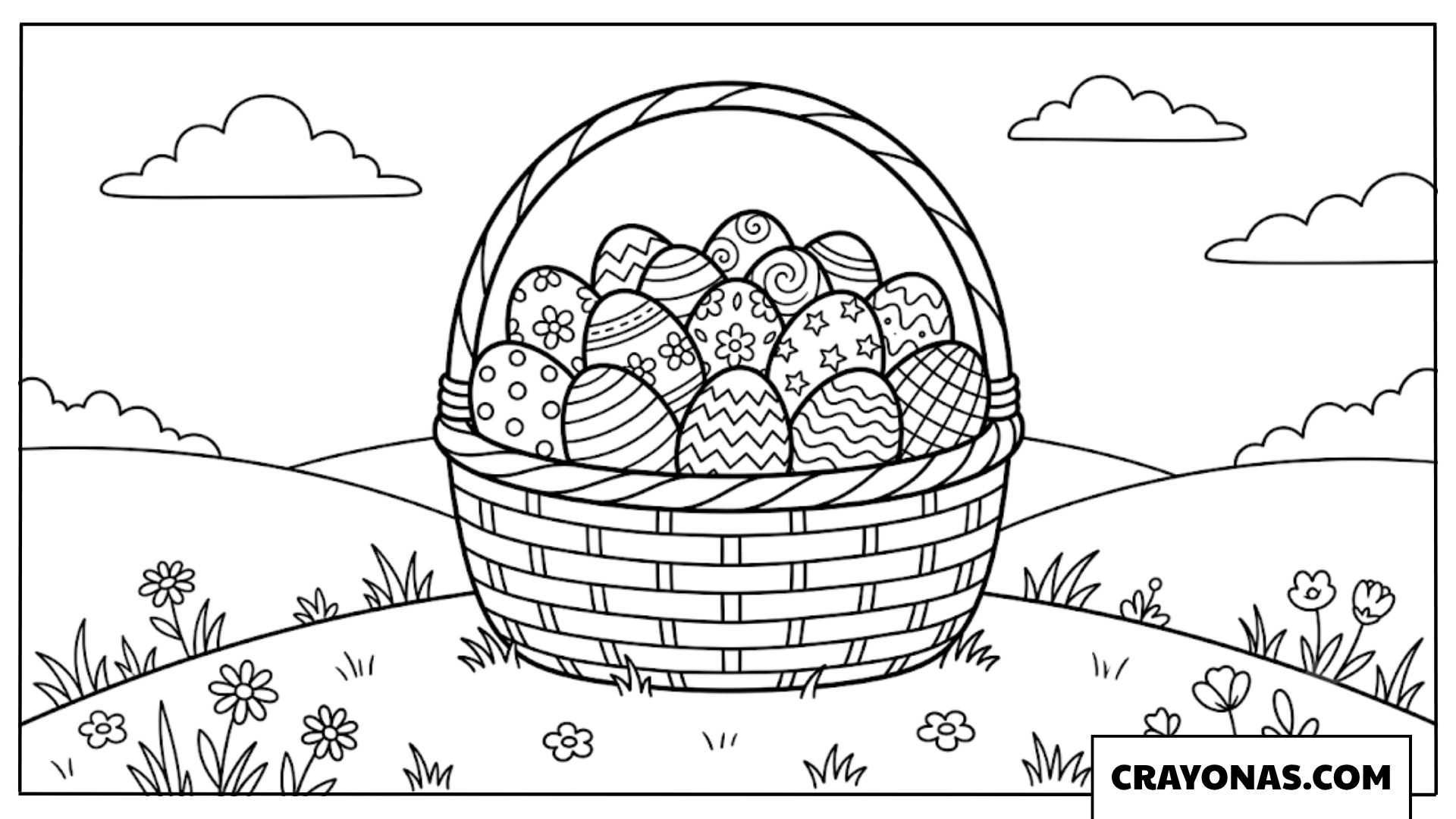 Easter Basket Full of Eggs Coloring Page