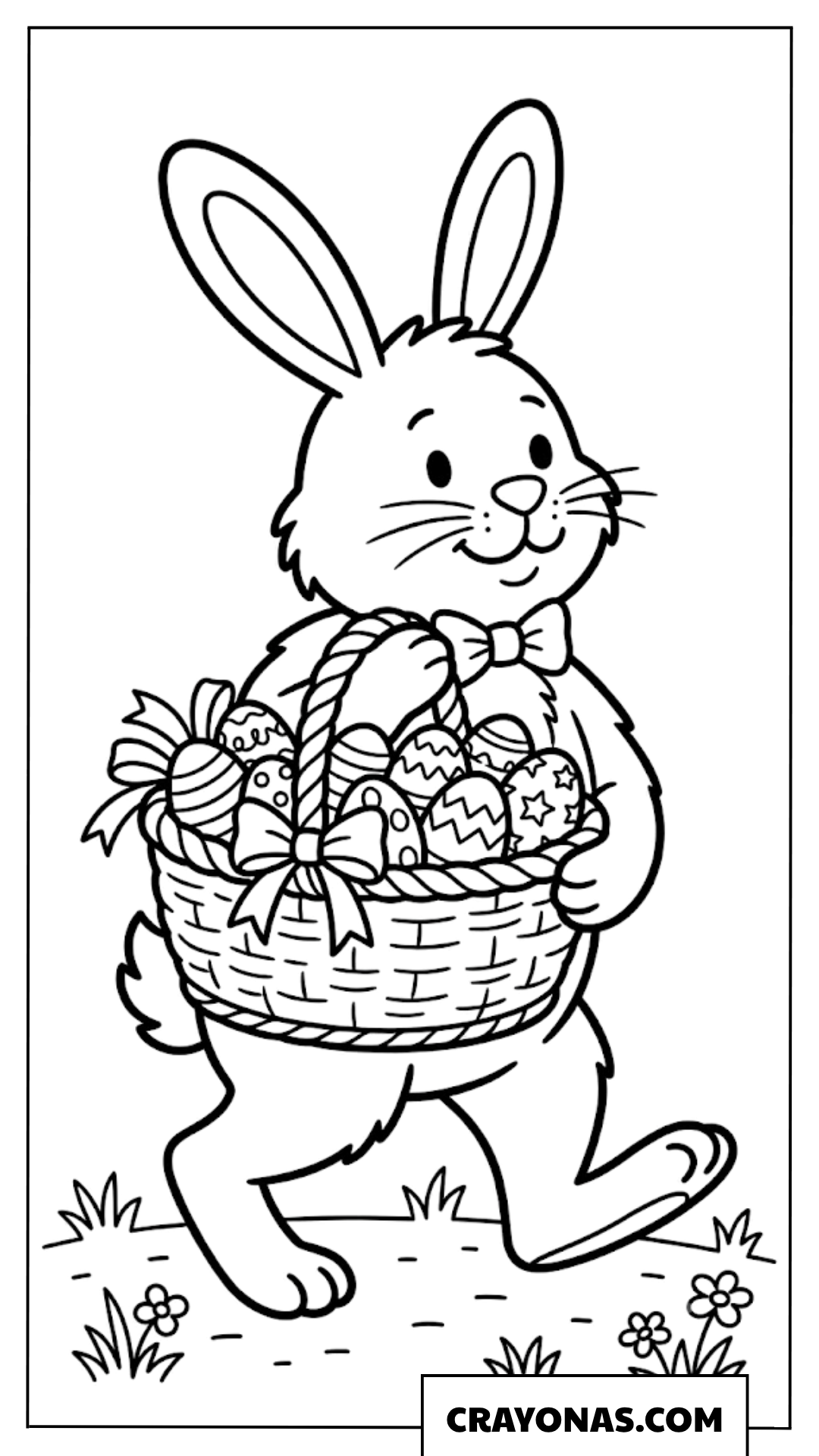 Easter Bunny Carrying Basket Coloring Page