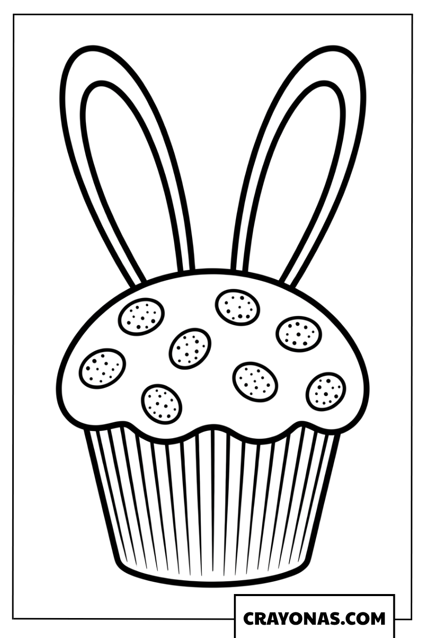 Easter Bunny Cupcake Coloring Page