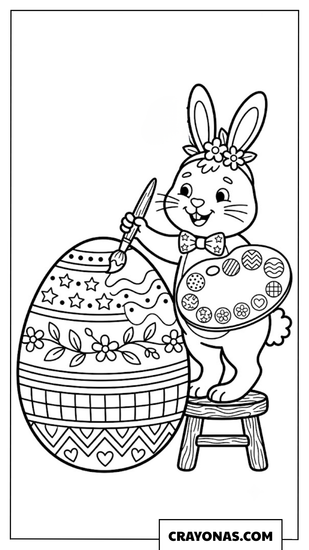 Easter Bunny Painting Egg Coloring Page