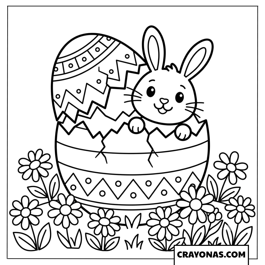 Easter Bunny Painting Giant Egg Coloring Page