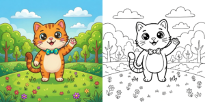 Easy Cat Coloring Pages ft - 2