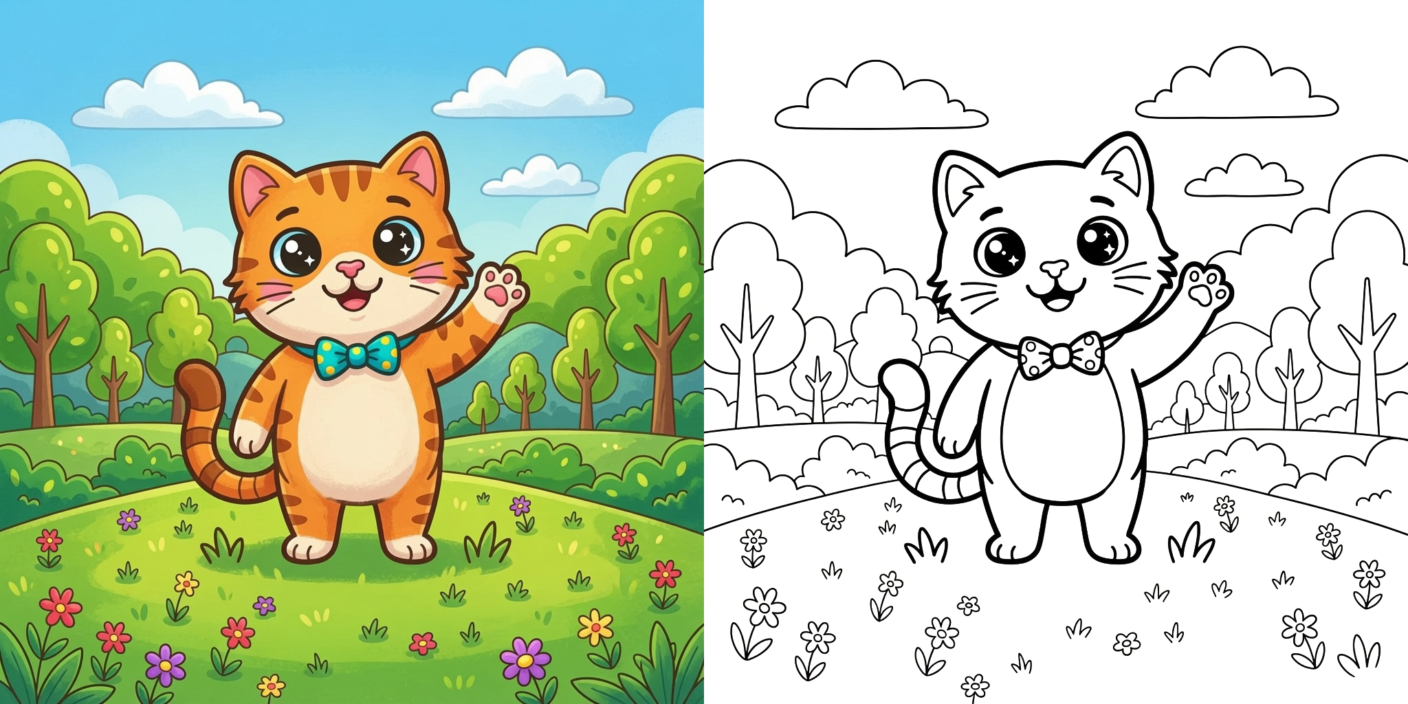 Easy Cat Coloring Pages ft - 2