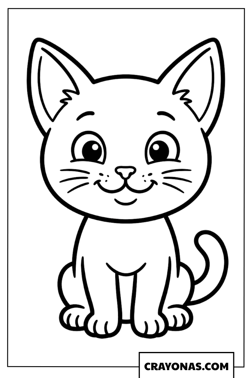 Easy Cute Sitting Kitten Coloring Page