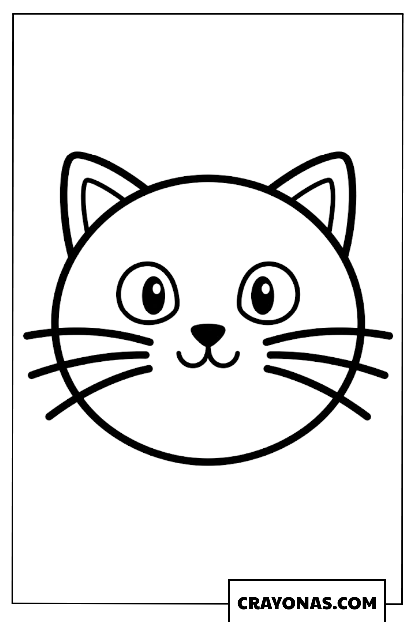 Easy Kitten Face Coloring Page