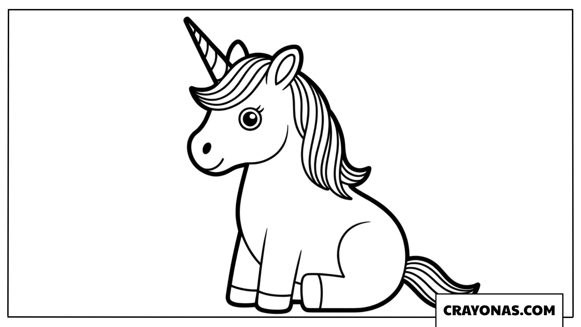 Easy Sitting Unicorn Coloring Page