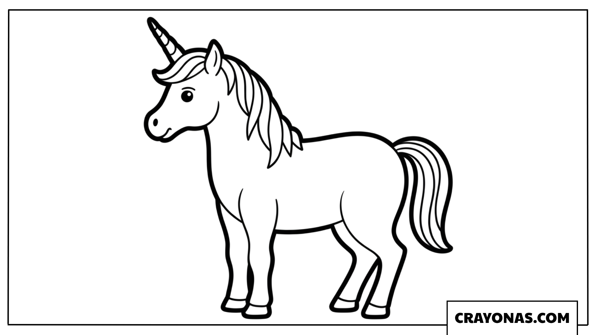 Easy Standing Unicorn Coloring Page
