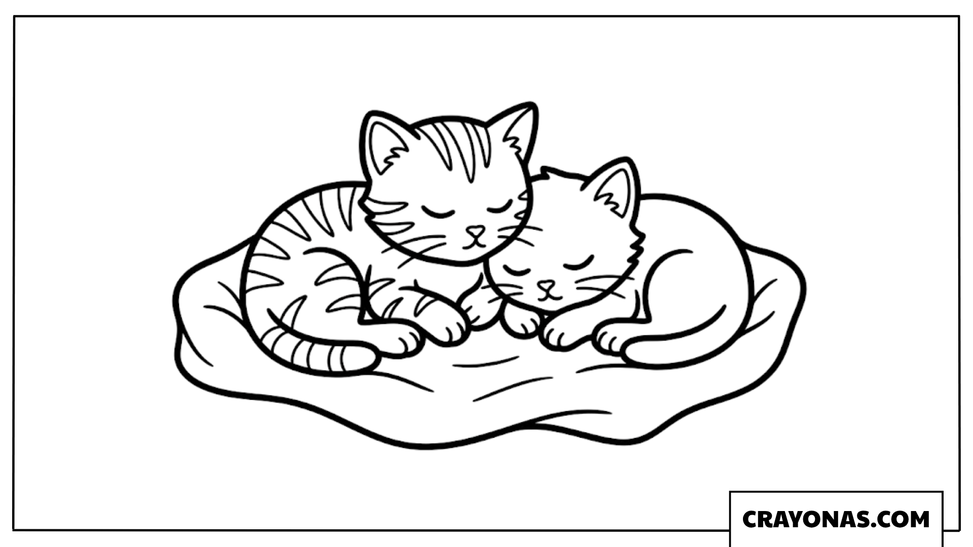Easy Two Kittens Sleeping Coloring Page