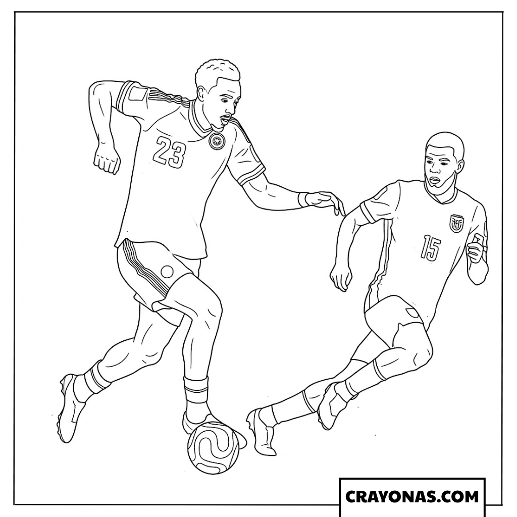Ecuador Players Aerial Duel vs Germany Coloring Page