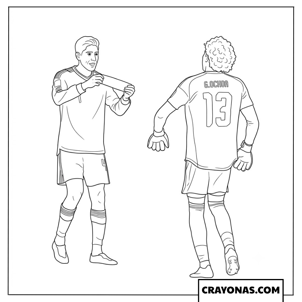 Edson Alvarez Hands Captain Armband to Guillermo Ochoa Coloring Page