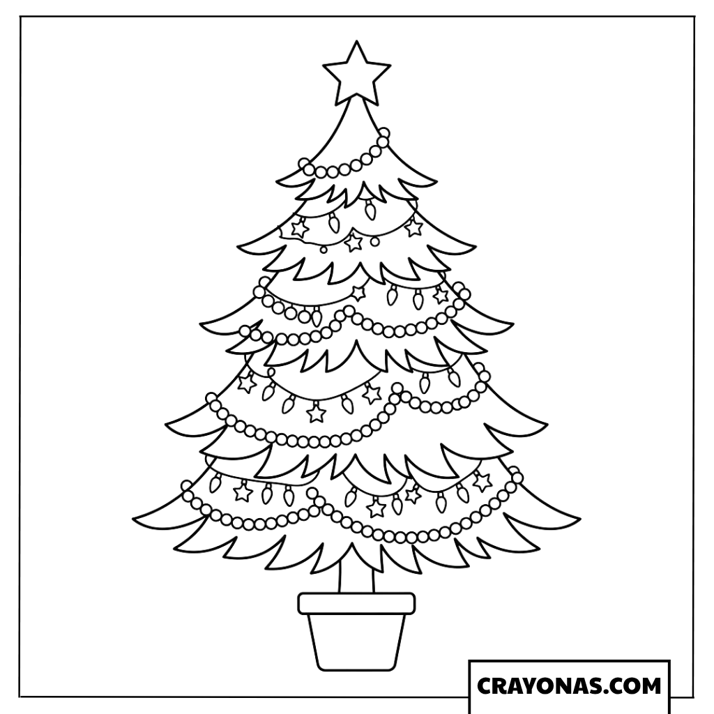 Elegant Detailed Christmas Tree Coloring Page