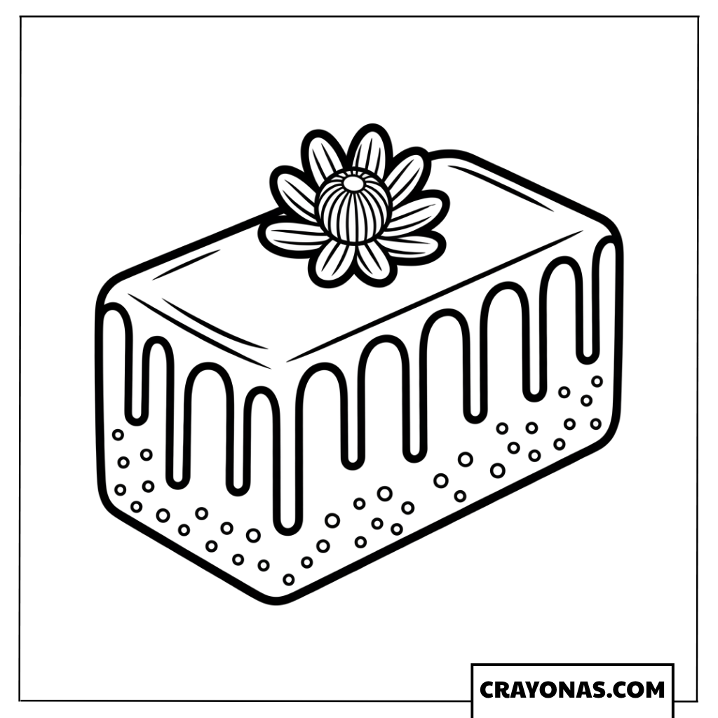 Elegant Petit Four with Flower Coloring Page
