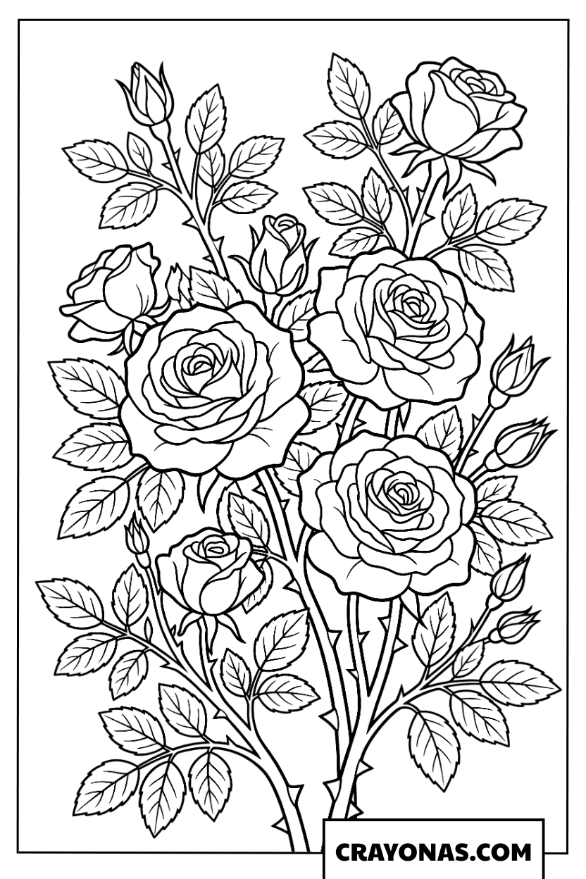 Elegant Rose Bouquet Coloring Page