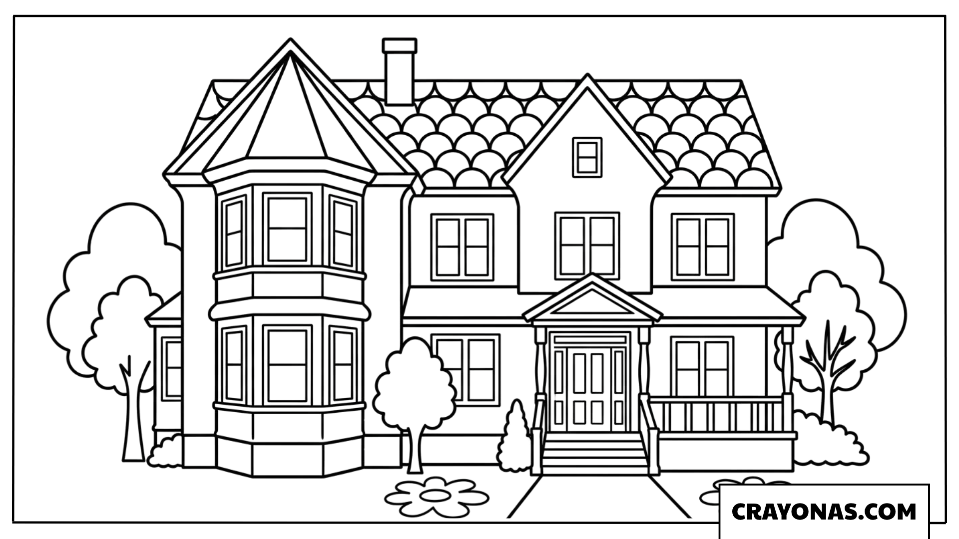 Elegant Victorian Mansion Coloring Page