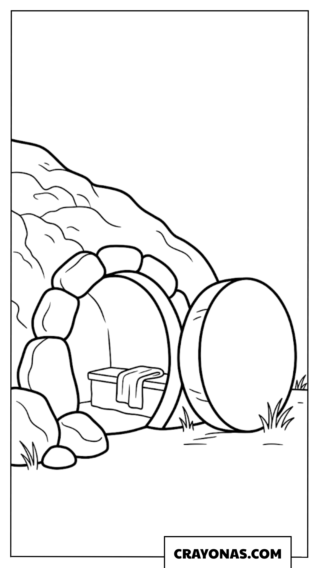 Empty Tomb Resurrection Scene Easter Coloring Page