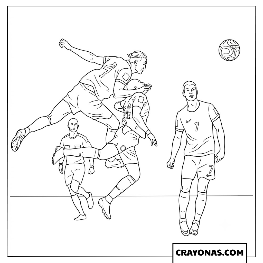 Erling Haaland Aerial Header Duel Coloring Page