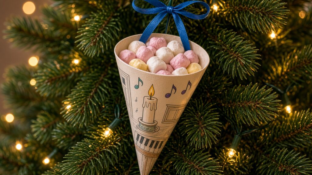 European-Style Treat Cones from Your Christmas Tree Coloring Pages