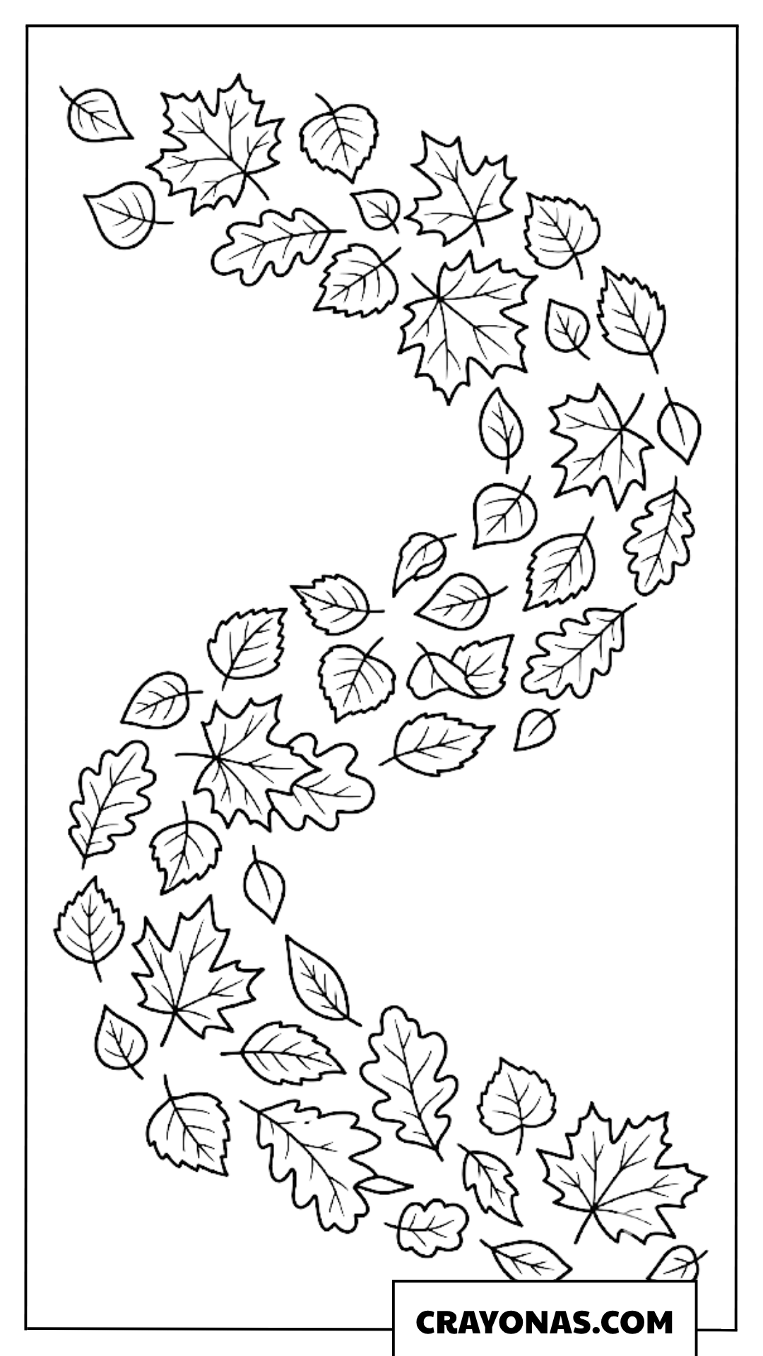 Falling Leaves Swirl Fall Coloring Page