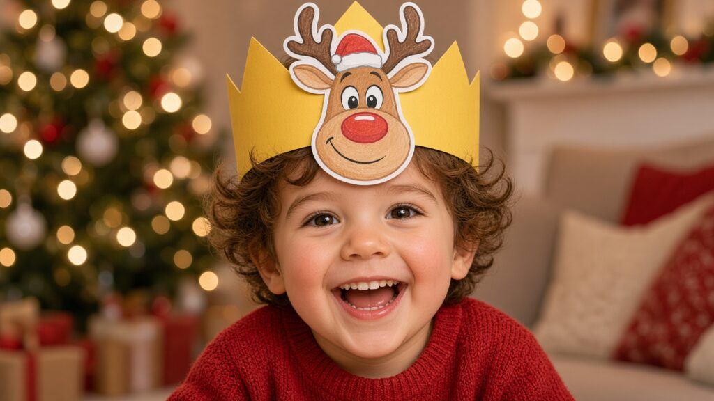 Festive Holiday Crowns from Your Reindeer Christmas Coloring Pages