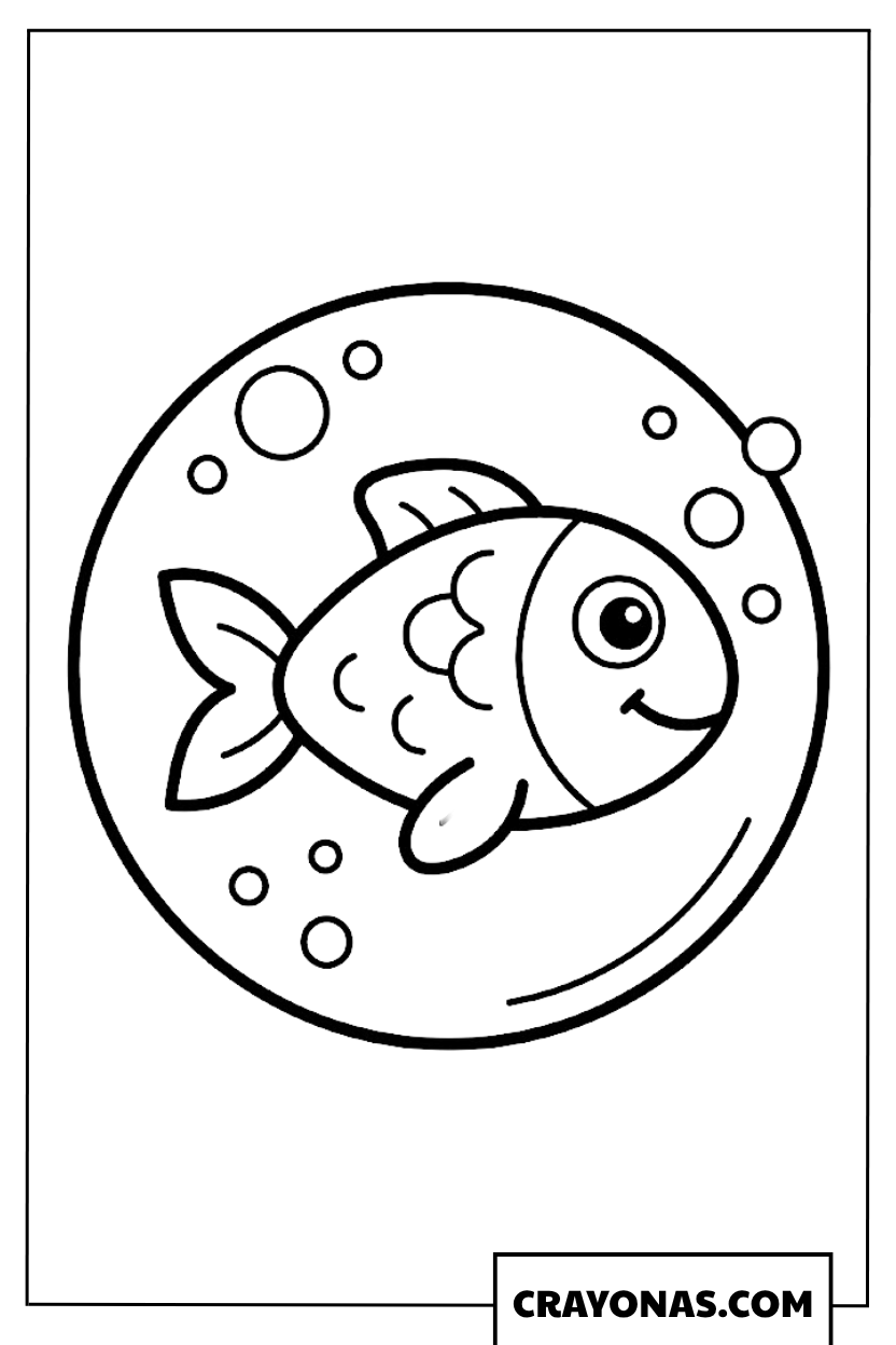 Fish in Bubble Coloring Page