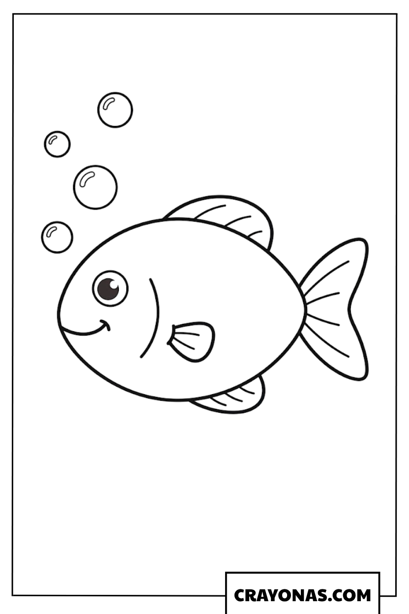 Fish with Bubbles Coloring Page