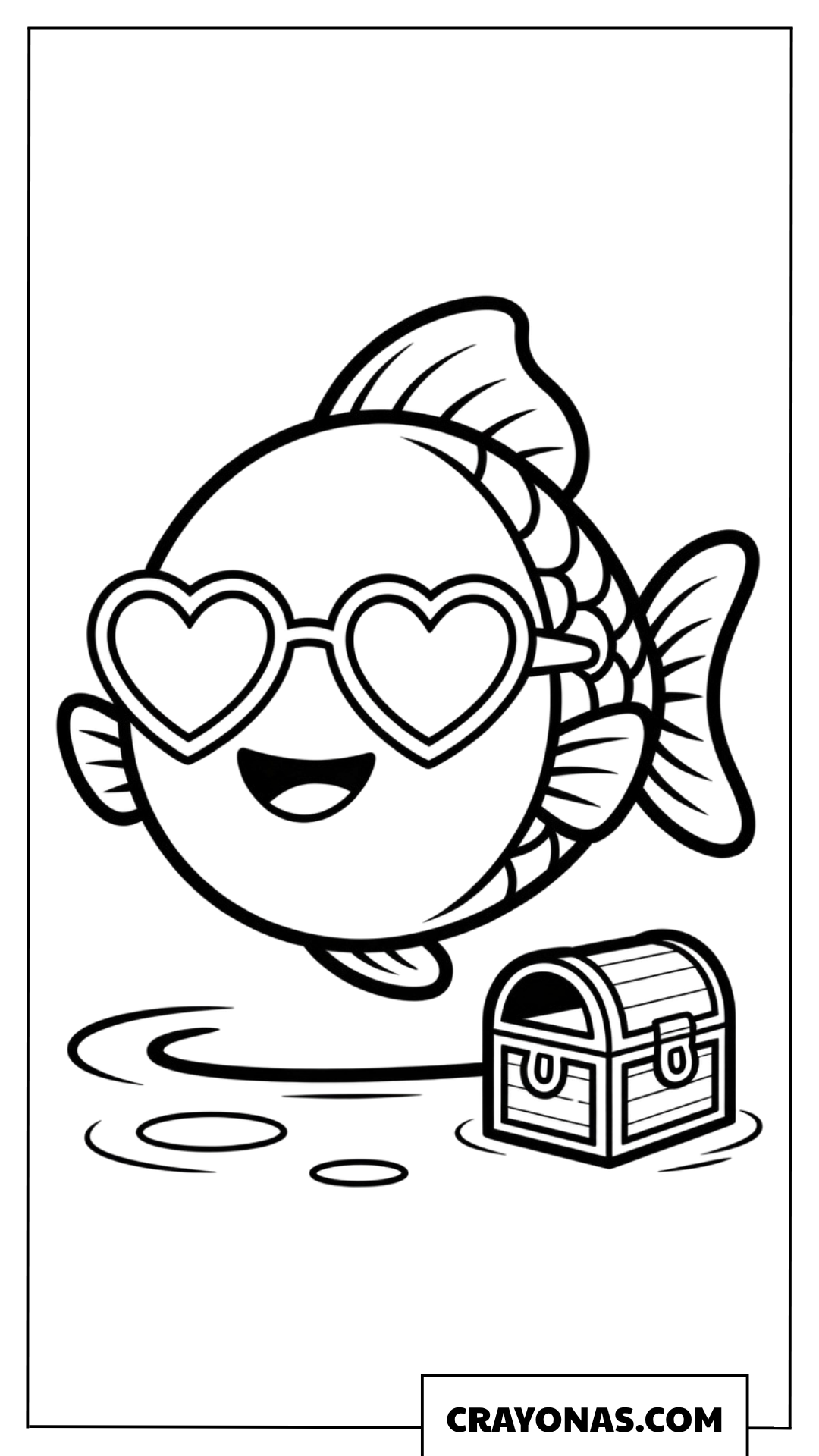 Fish with Heart Sunglasses Coloring Page